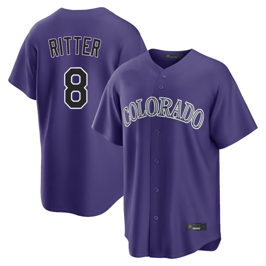 harde C.Rockies #8 Ryan Ritter Player Purple Game Home Stitched Jerseys
