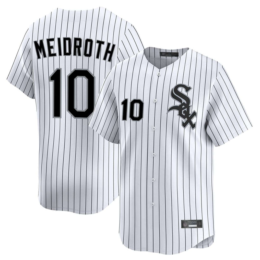 harde C.White Sox #10 Chase Meidroth Player White Stripe Limited Home Stitched Jerseys