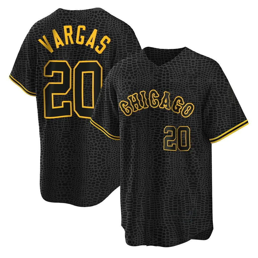 harde C.White Sox #20 Miguel Vargas Player Black Snake Skin City Home Game Stitched Jerseys