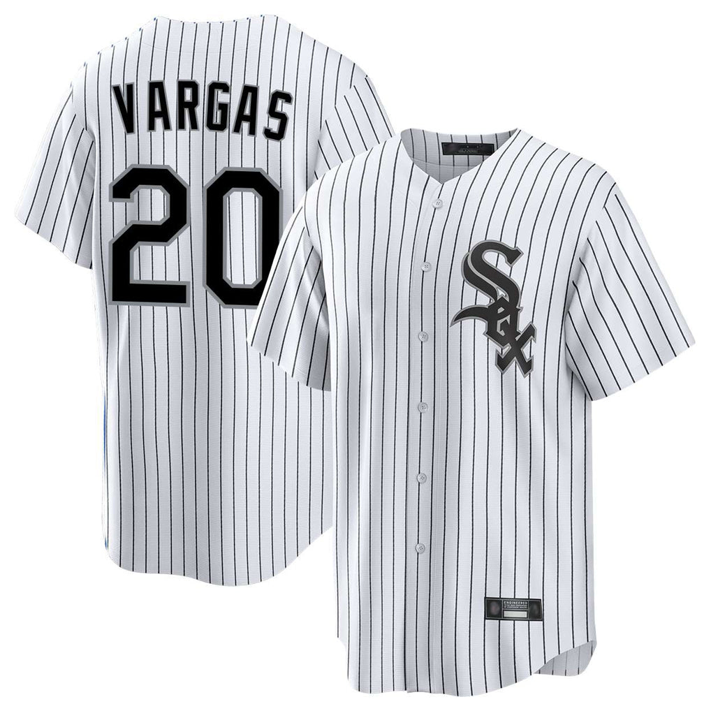 harde C.White Sox #20 Miguel Vargas Player White Stripe Home Game Stitched Jerseys
