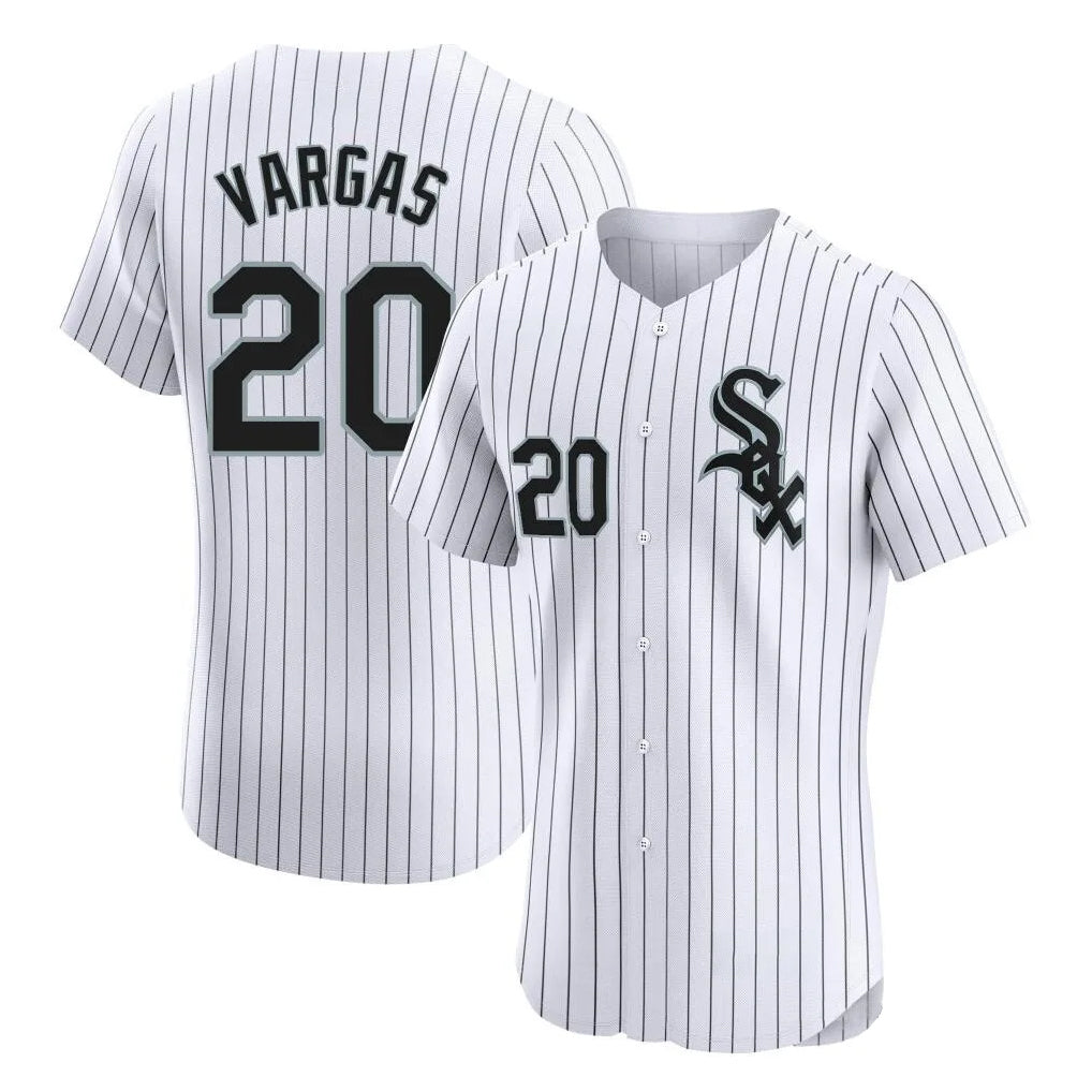 harde C.White Sox #20 Miguel Vargas Player White Stripe Limited Elite Home Stitched Jerseys
