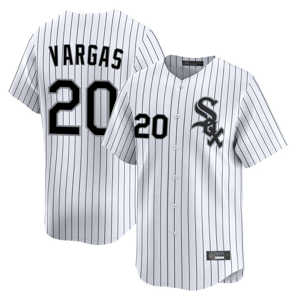 harde C.White Sox #20 Miguel Vargas Player White Stripe Limited Home Stitched Jerseys