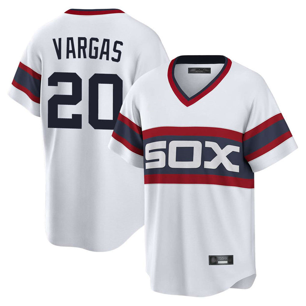 harde C.White Sox #20 Miguel Vargas Player White T-shirt Home Game Stitched Jerseys