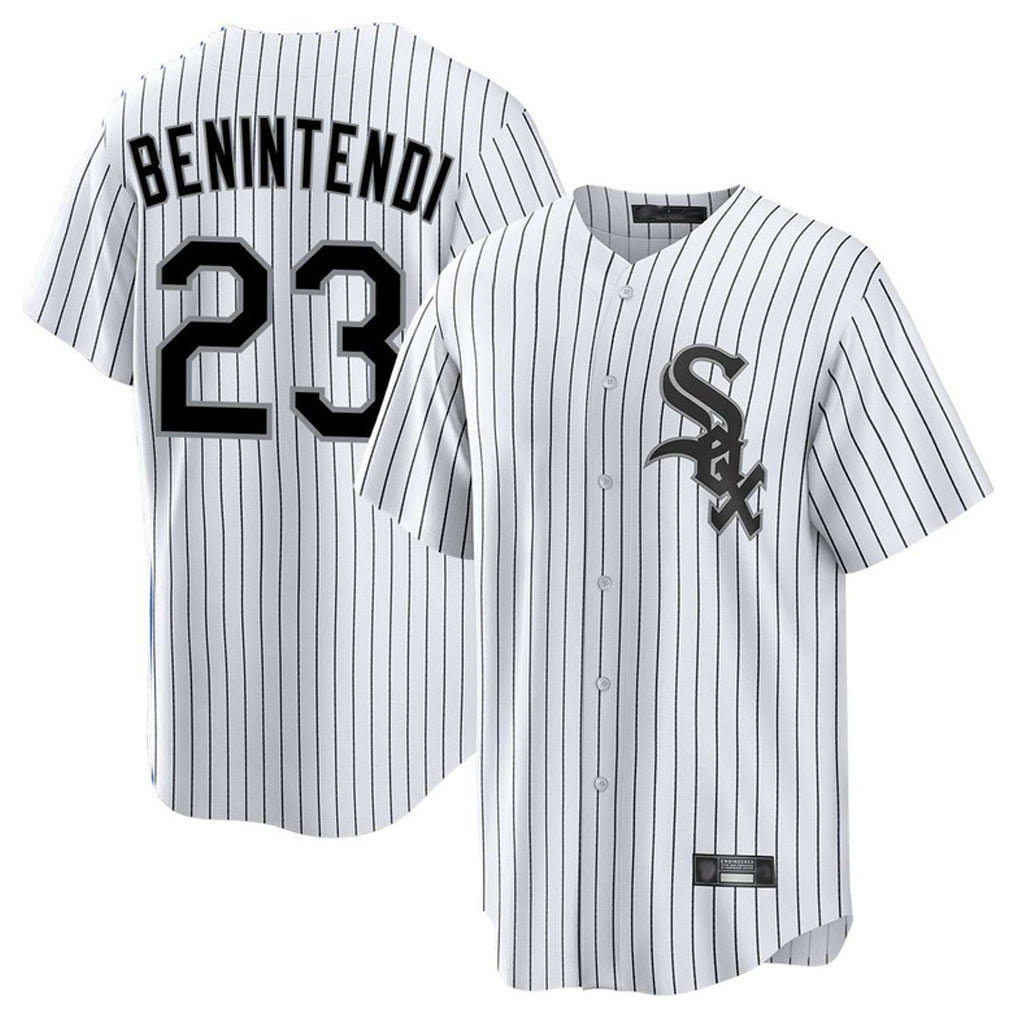 harde C.White Sox #23 Andrew Benintendi Player White Stripe Home Game Stitched Jerseys