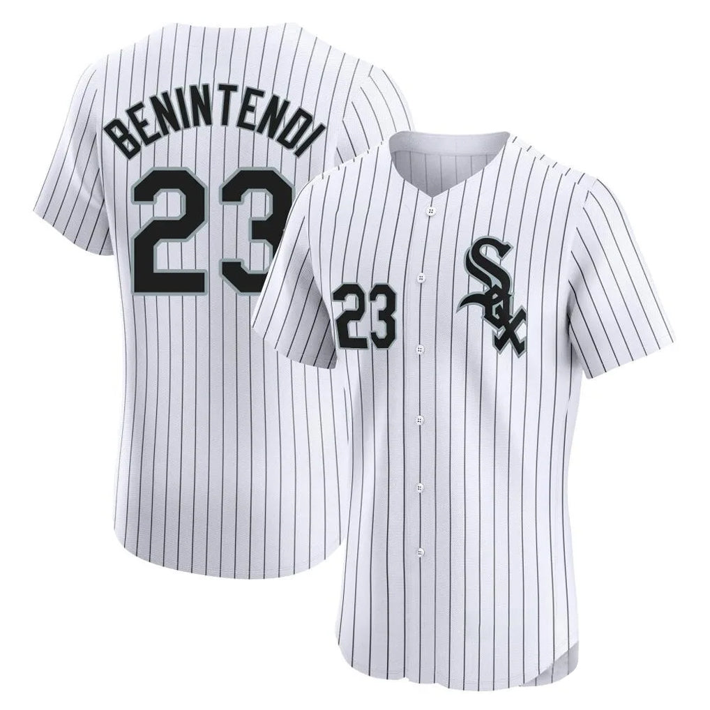 harde C.White Sox #23 Andrew Benintendi Player White Stripe Limited Elite Home Stitched Jerseys