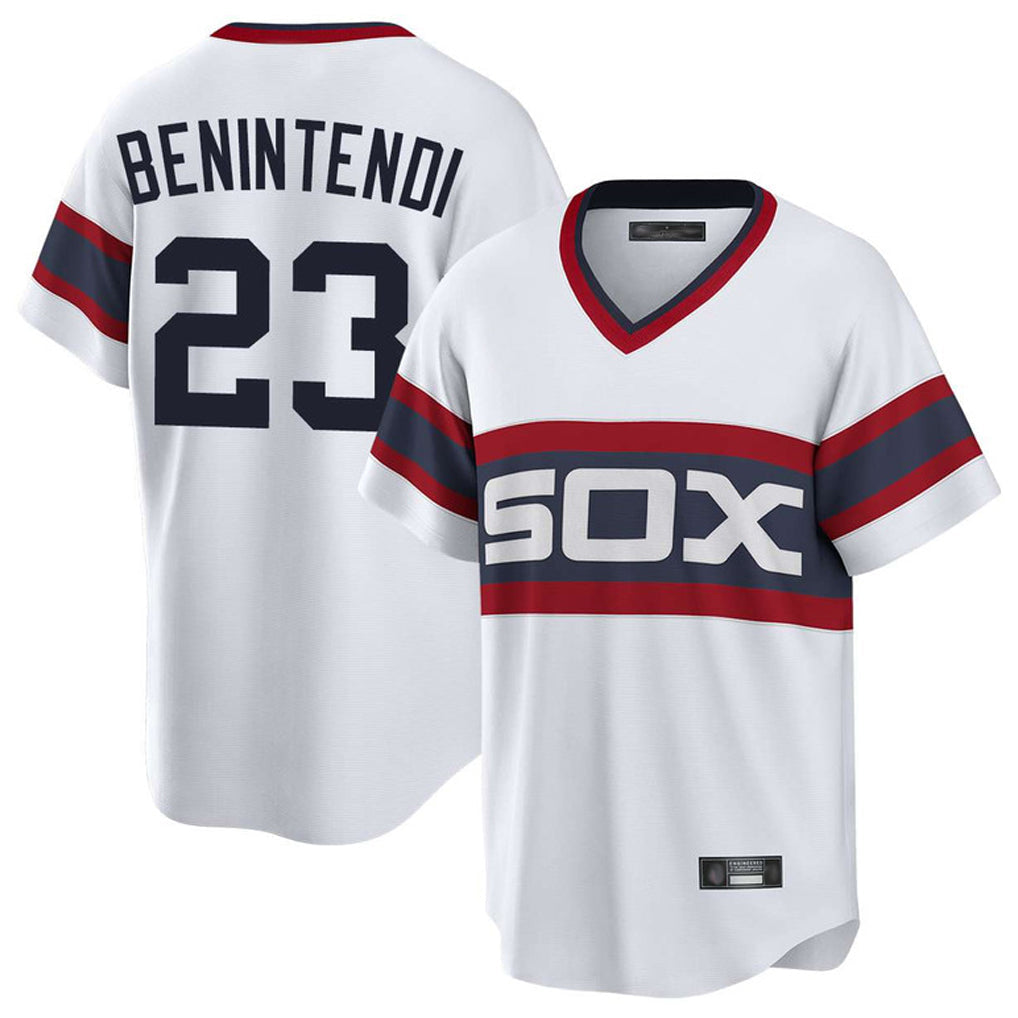 harde C.White Sox #23 Andrew Benintendi Player White T-shirt Home Game Stitched Jerseys