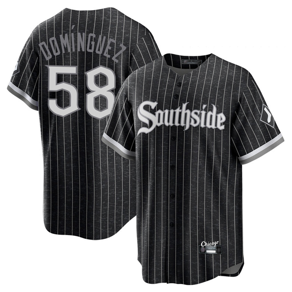 harde C.White Sox #58 Seranthony Dom¡§anguez Player Black City Connect Home Game Stitched Jerseys