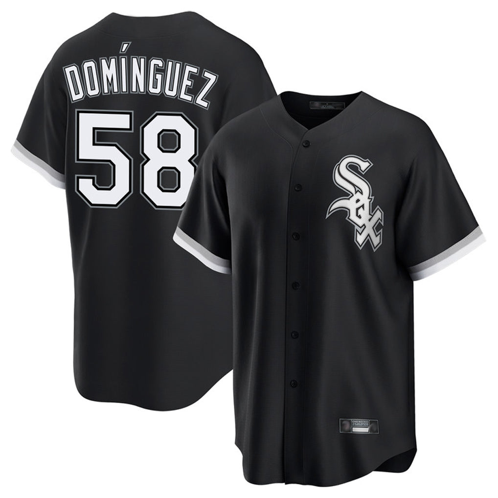 harde C.White Sox #58 Seranthony Dom¡§anguez Player Black Home Game Stitched Jerseys