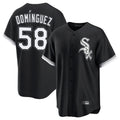 harde C.White Sox #58 Seranthony Dom¡§anguez Player Black Home Game Stitched Jerseys