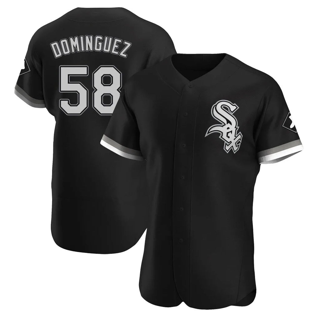harde C.White Sox #58 Seranthony Dom¡§anguez Player Black Limited Elite Home Stitched Jerseys