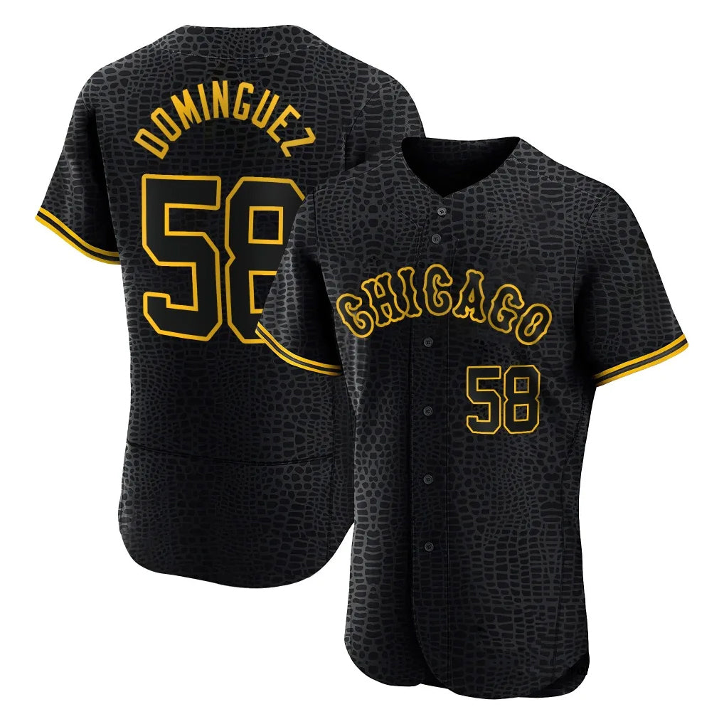 harde C.White Sox #58 Seranthony Dom¨ªnguez Player Black Snake Skin City Home Game Stitched Jerseys£¨¸±±¾£©