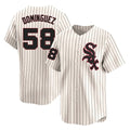 harde C.White Sox #58 Seranthony Dom¡§anguez Player Cream Cooperstown Collection Limited Home Stitched Jerseys
