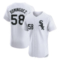 harde C.White Sox #58 Seranthony Dom¡§anguez Player White Stripe Limited Elite Home Stitched Jerseys