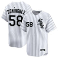 harde C.White Sox #58 Seranthony Dom¡§anguez Player White Stripe Limited Home Stitched Jerseys