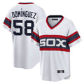 harde C.White Sox #58 Seranthony Dom¡§anguez Player White T-shirt Home Game Stitched Jerseys