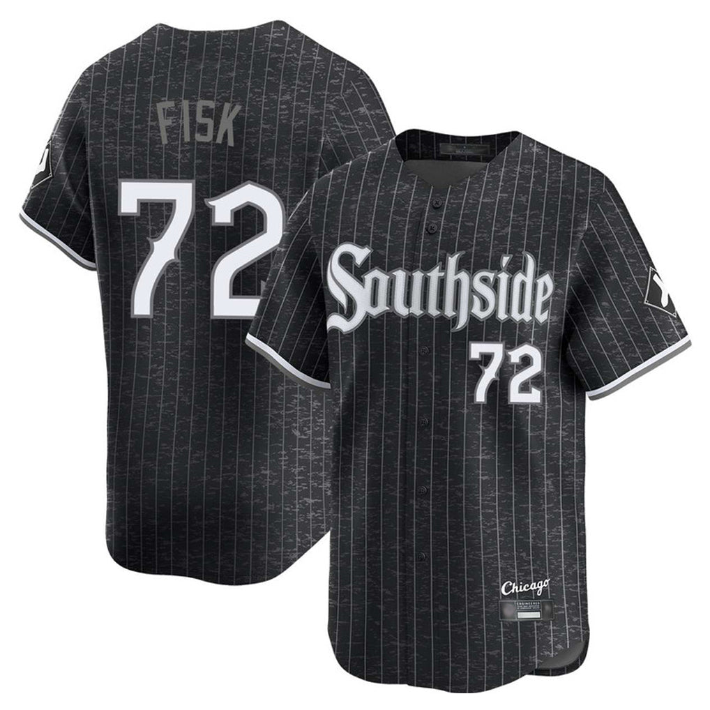 harde C.White Sox #72 Carlton Fisk Player Black City Connect Limited Home Stitched Jerseys