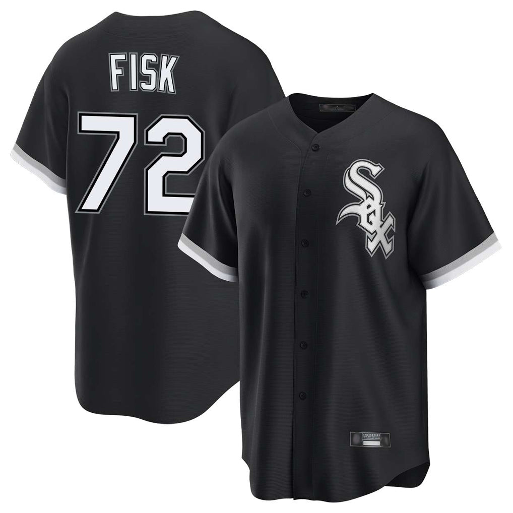 harde C.White Sox #72 Carlton Fisk Player Black Home Game Stitched Jerseys