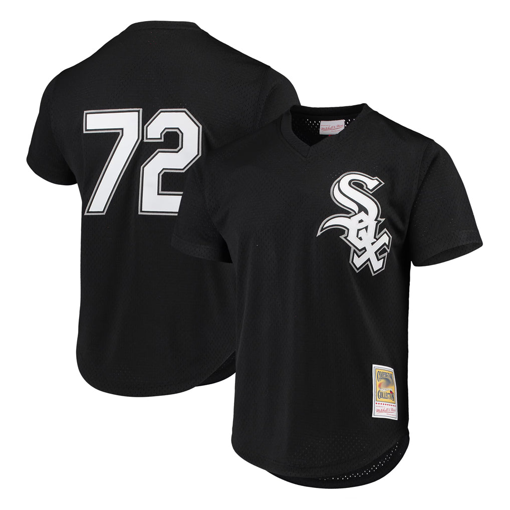 harde C.White Sox #72 Carlton Fisk Player Black Mitchell & Ness Cooperstown Collection Mesh Game Stitched Jerseys
