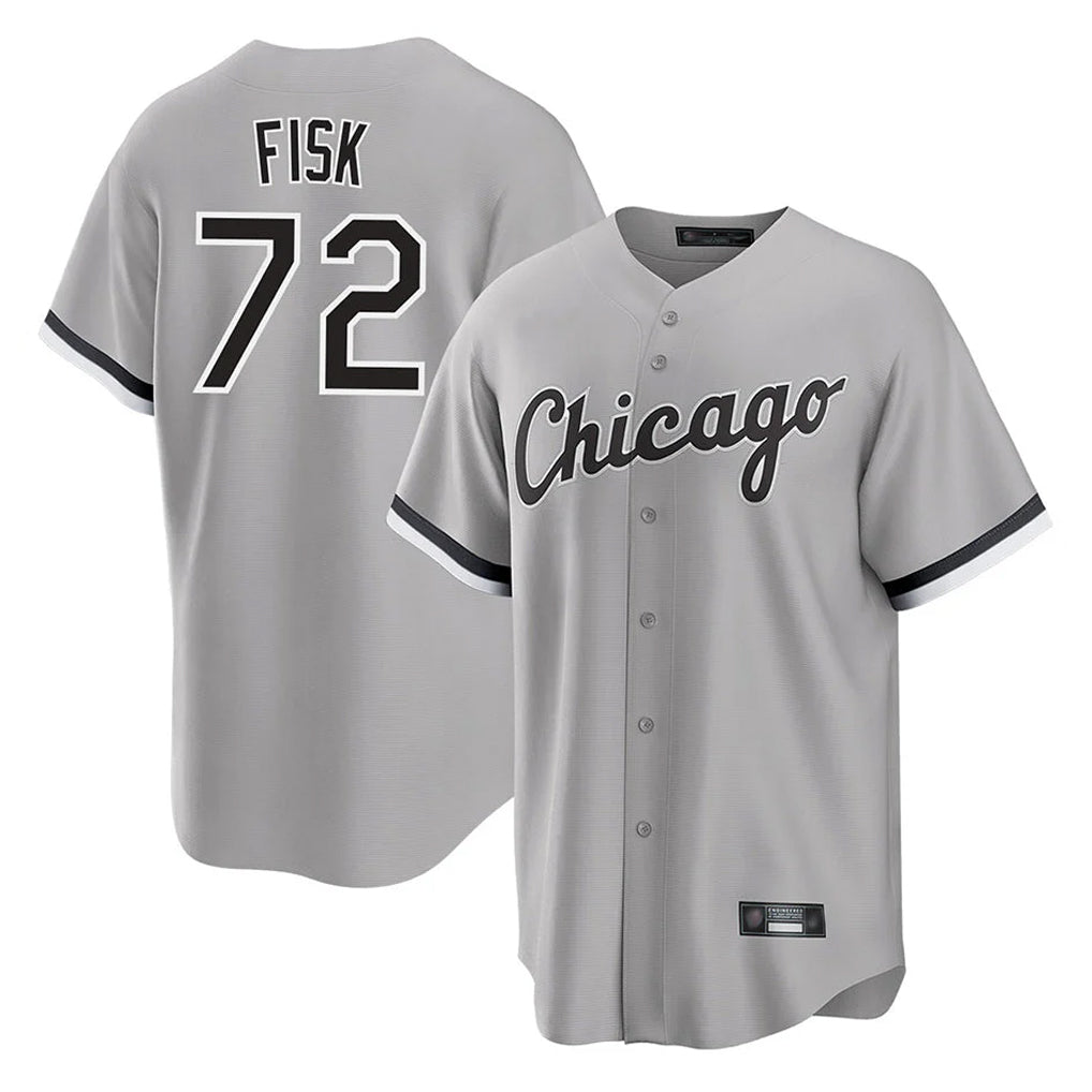 harde C.White Sox #72 Carlton Fisk Player Gray Home Game Stitched Jerseys