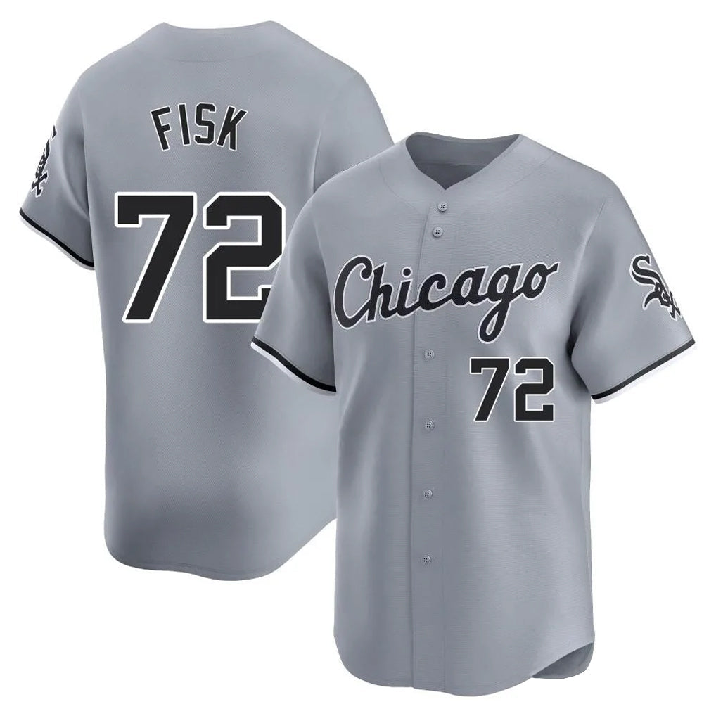harde C.White Sox #72 Carlton Fisk Player Gray Road Limited Home Stitched Jerseys