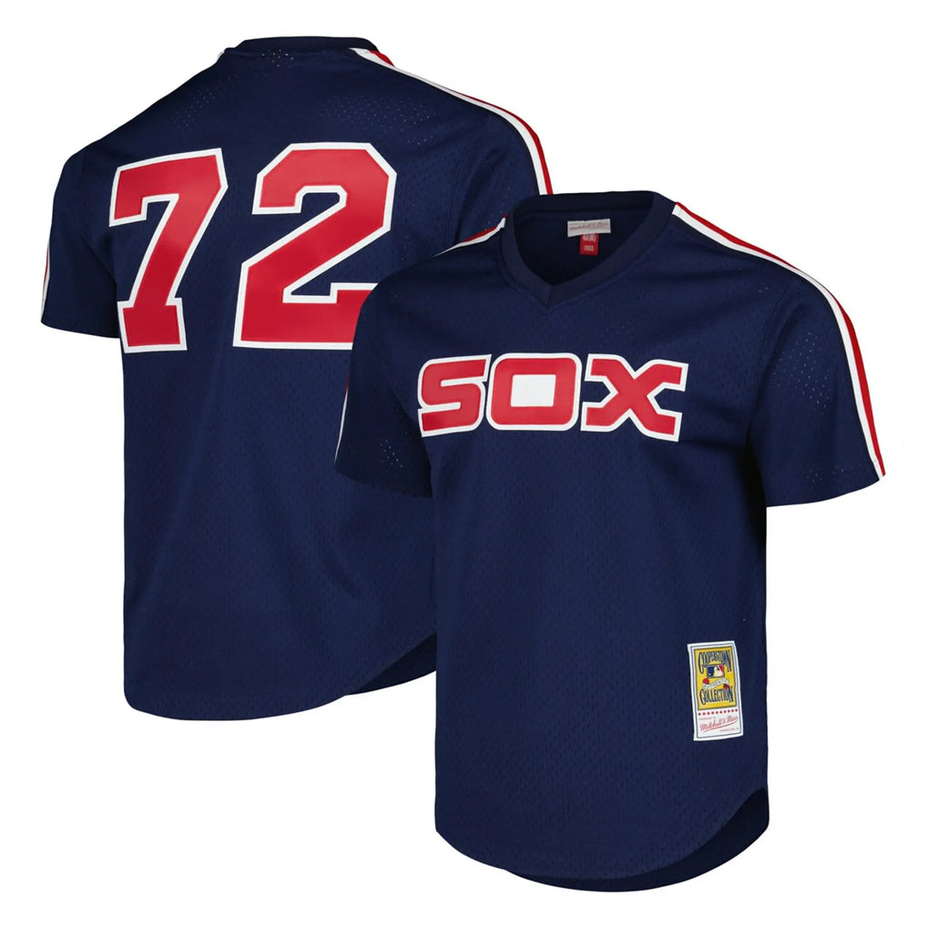 harde C.White Sox #72 Carlton Fisk Player Navy Mitchell & Ness Cooperstown Collection Mesh Game Stitched Jerseys