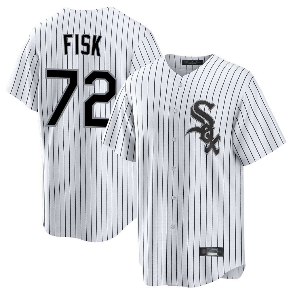 harde C.White Sox #72 Carlton Fisk Player White Stripe Home Game Stitched Jerseys