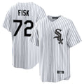 harde C.White Sox #72 Carlton Fisk Player White Stripe Home Game Stitched Jerseys