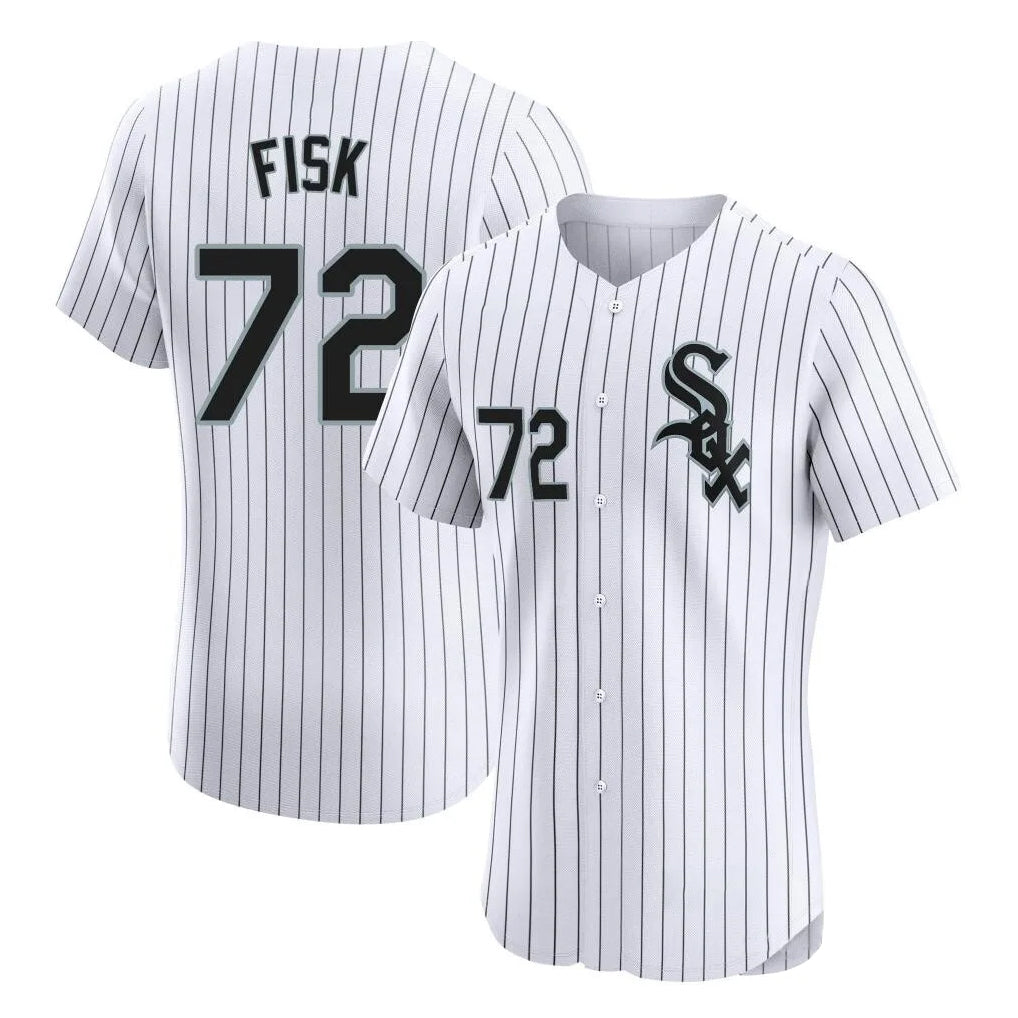 harde C.White Sox #72 Carlton Fisk Player White Stripe Limited Elite Home Stitched Jerseys