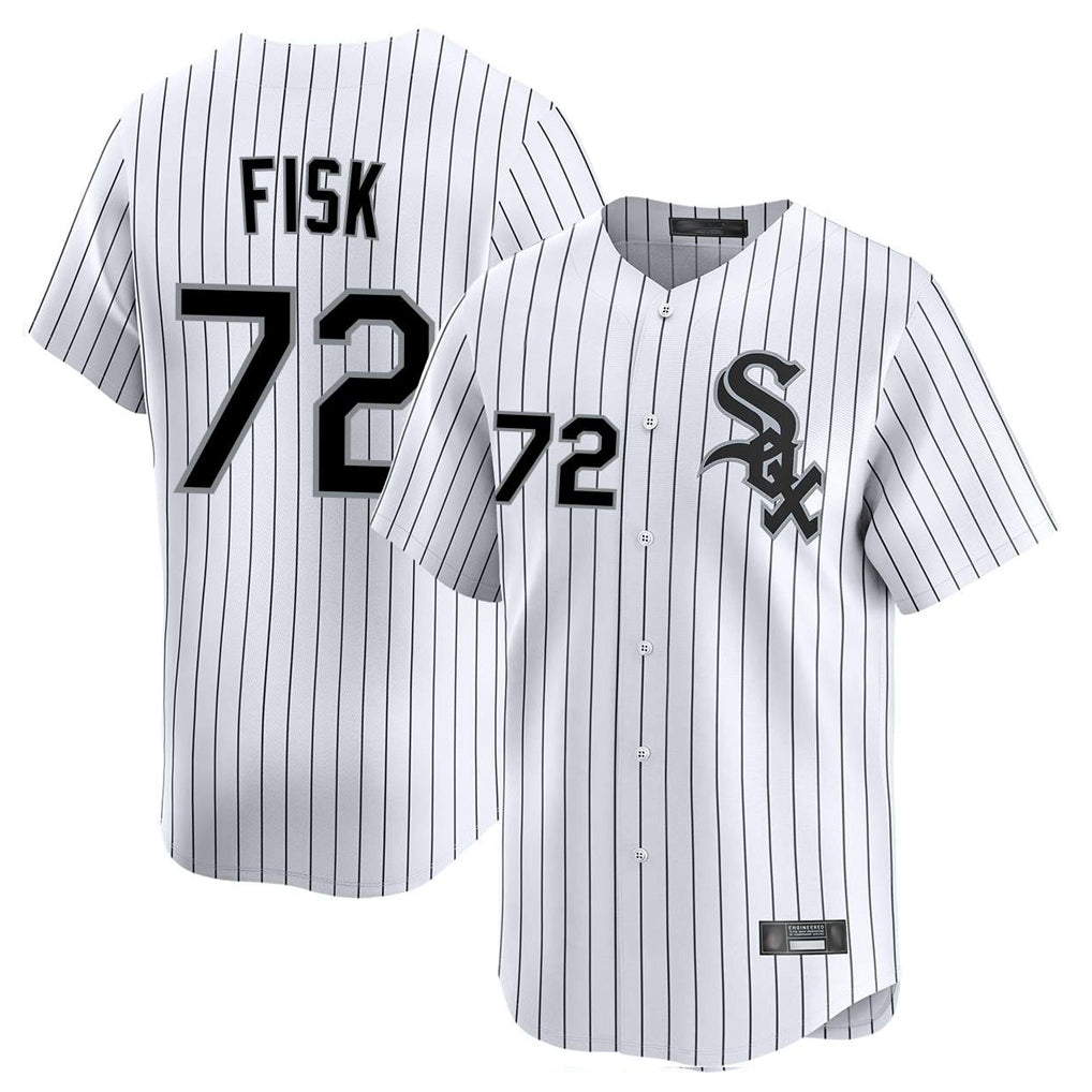 harde C.White Sox #72 Carlton Fisk Player White Stripe Limited Home Stitched Jerseys