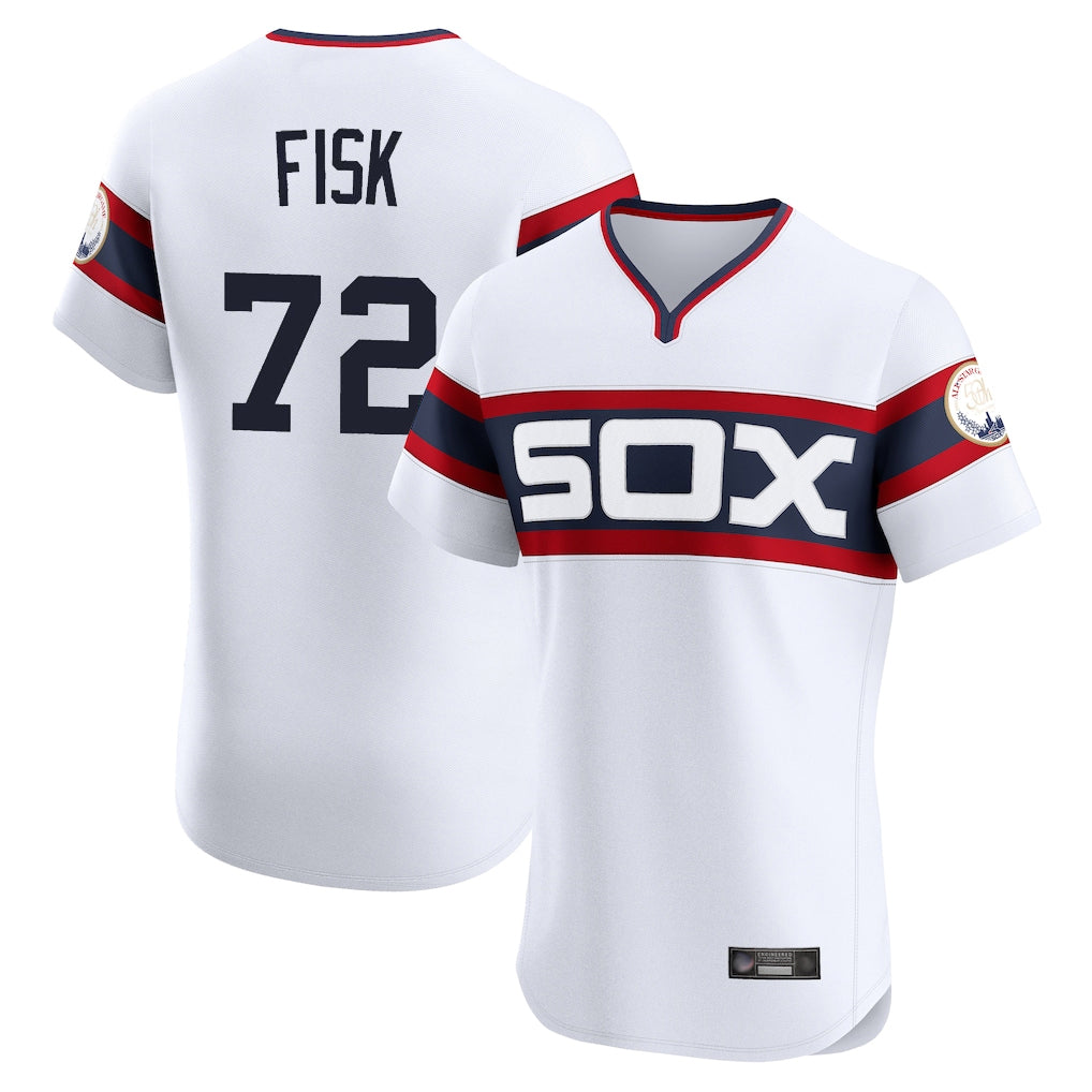 harde C.White Sox #72 Carlton Fisk Player White T-shirt Limited Elite Home Stitched Jerseys