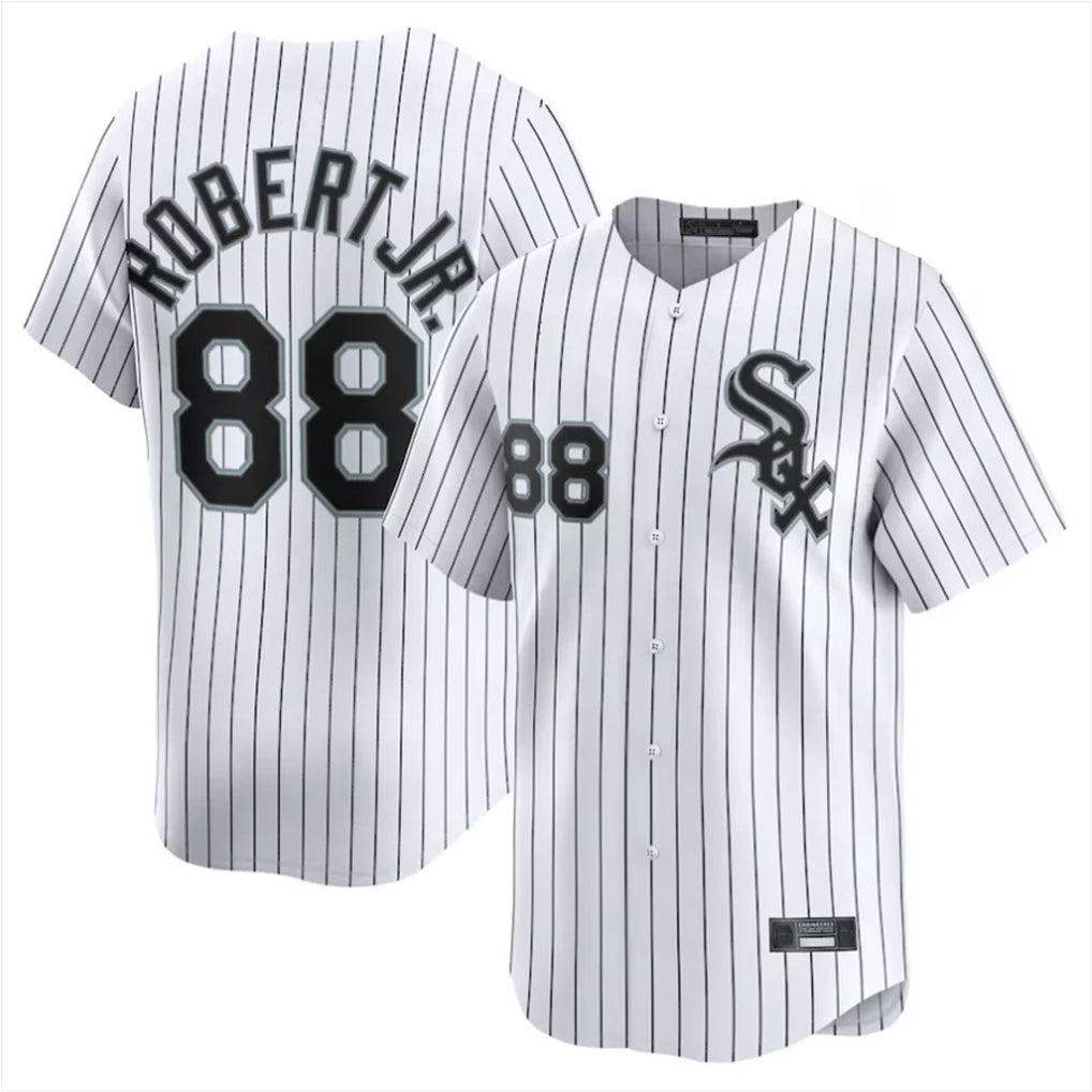 harde C.White Sox #88 Luis Robert Jr Player White Stripe Limited Home Stitched Jerseys