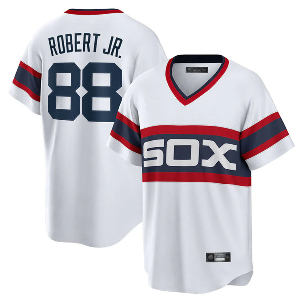 harde C.White Sox #88 Luis Robert Jr Player White T-shirt Home Game Stitched Jerseys