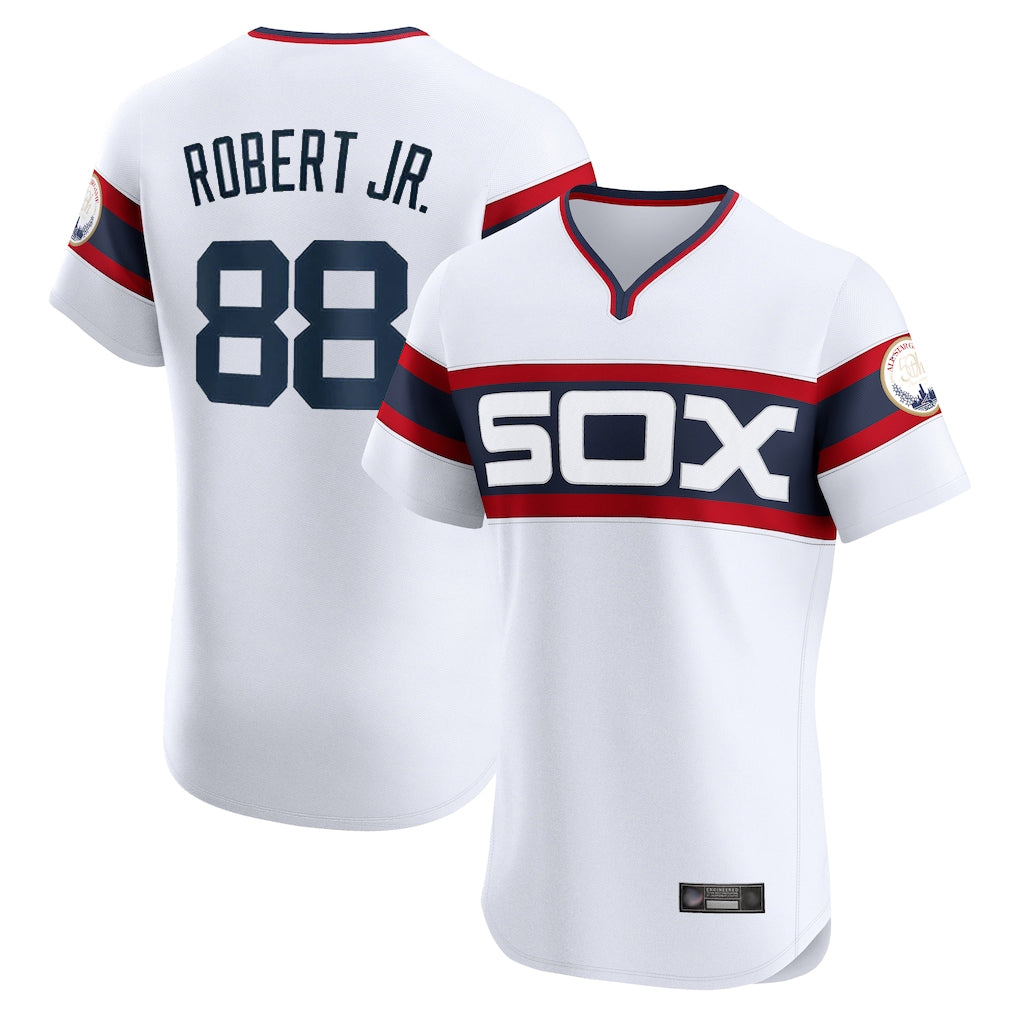 harde C.White Sox #88 Luis Robert Jr Player White T-shirt Limited Elite Home Stitched Jerseys