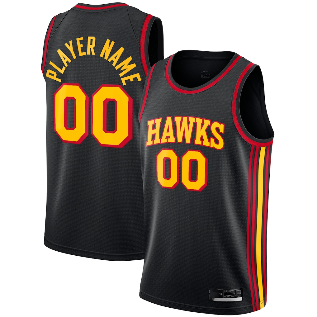 harde Custom A.Hawks  Black Swingman Jerseys - Statement Edition