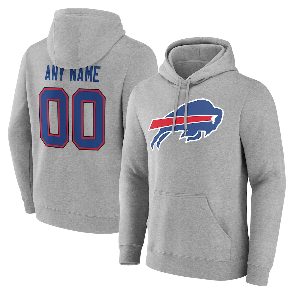 harde Custom B.Bills Gray Team Authentic Personalized Name & Number Hoodie Stitched Jerseys