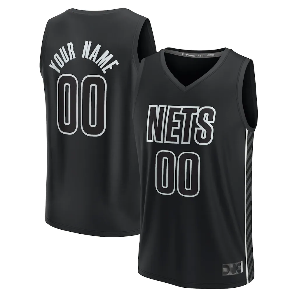 harde Custom B.Nets Fanatics Black Fast Break Stitched Jerseys- Statement Edition