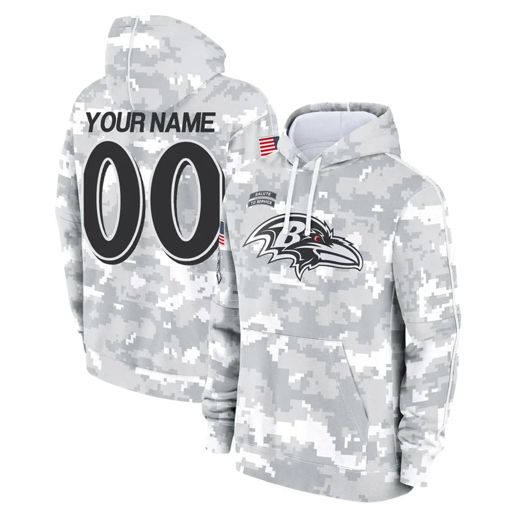 harde Custom B.Ravens Black Pullover Hoodie Any Name & Numbers Stitched Jerseys
