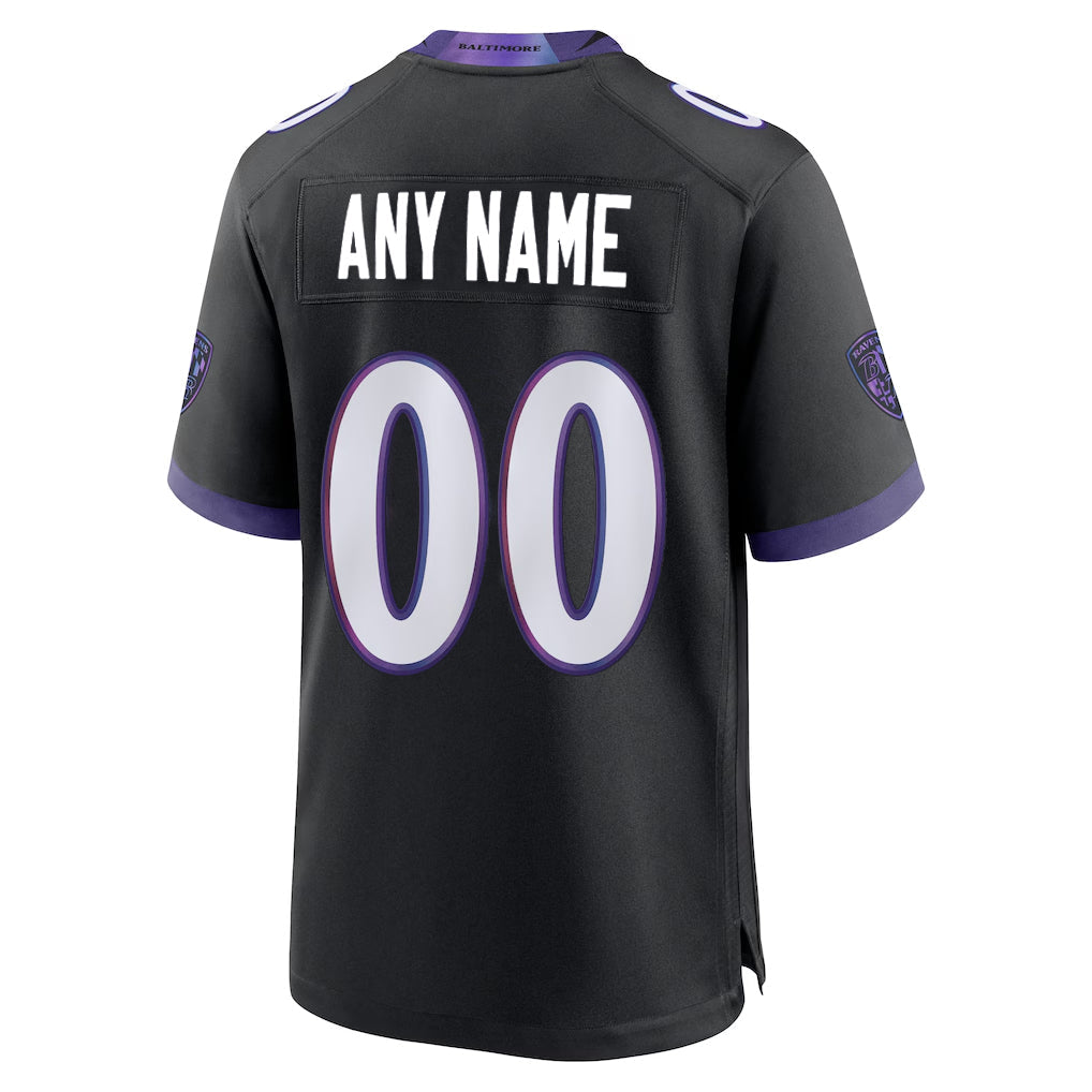 harde Custom B.Ravens Black Home Game Any Name & Numbers Stitched Jerseys