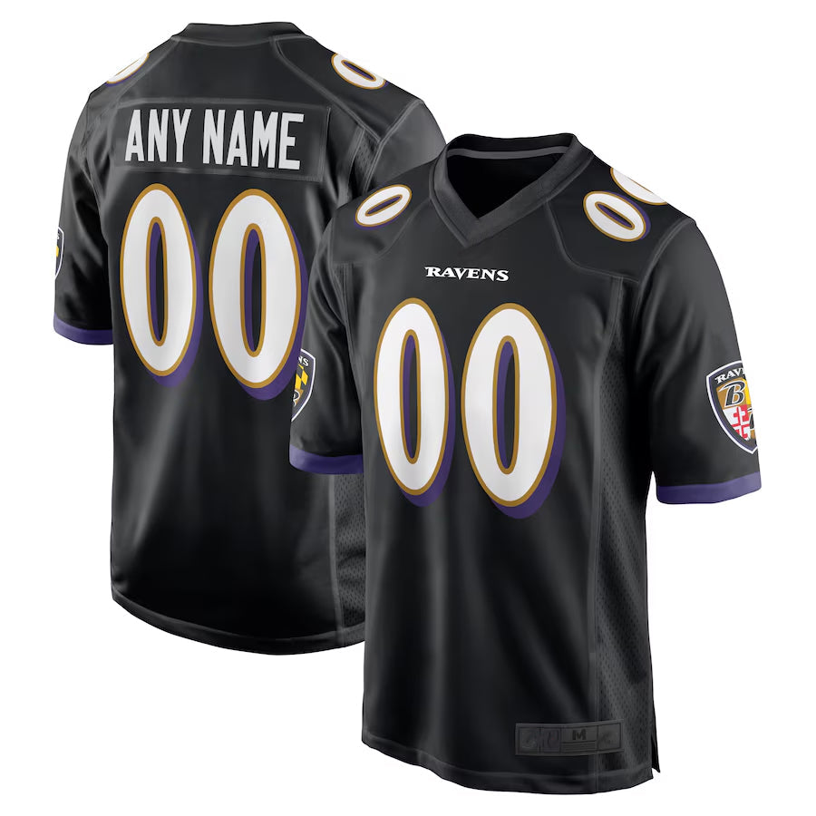 harde Custom B.Ravens Black Home Game Stitched Jerseys