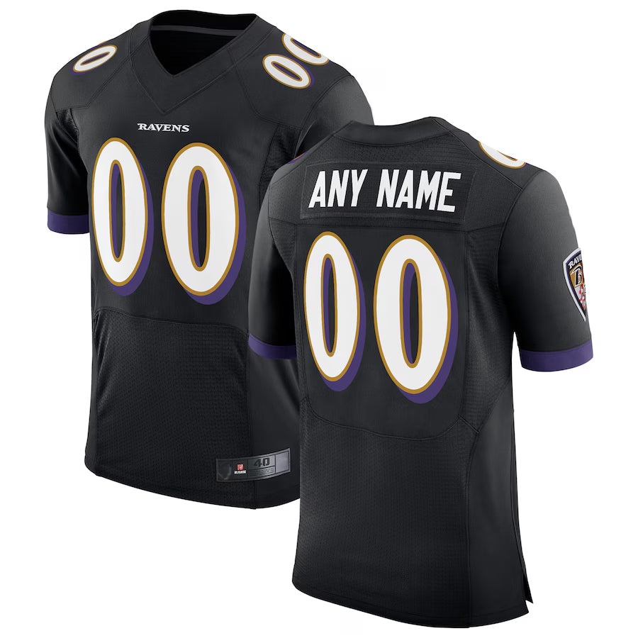 harde Custom B.Ravens Black Speed Machine Elite Stitched Jerseys