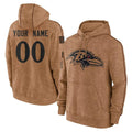 harde Custom B.Ravens Brown Salute to Service Pullover Hoodie Any Name & Numbers Stitched Jerseys
