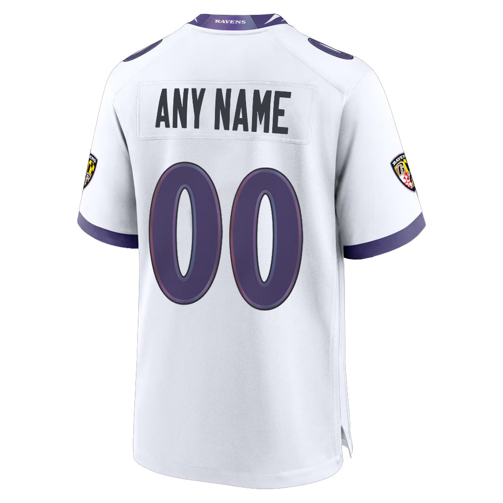 harde Custom B.Ravens White Home Game Any Name & Numbers Stitched Jerseys