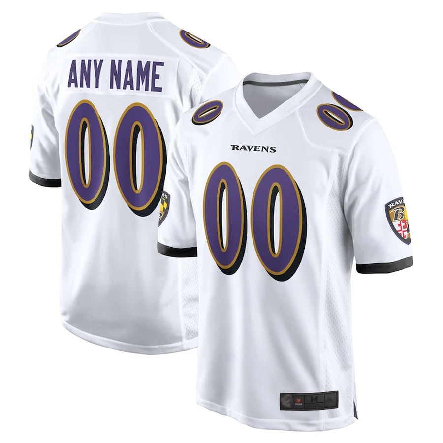 harde Custom B.Ravens White Home Game Stitched Jerseys