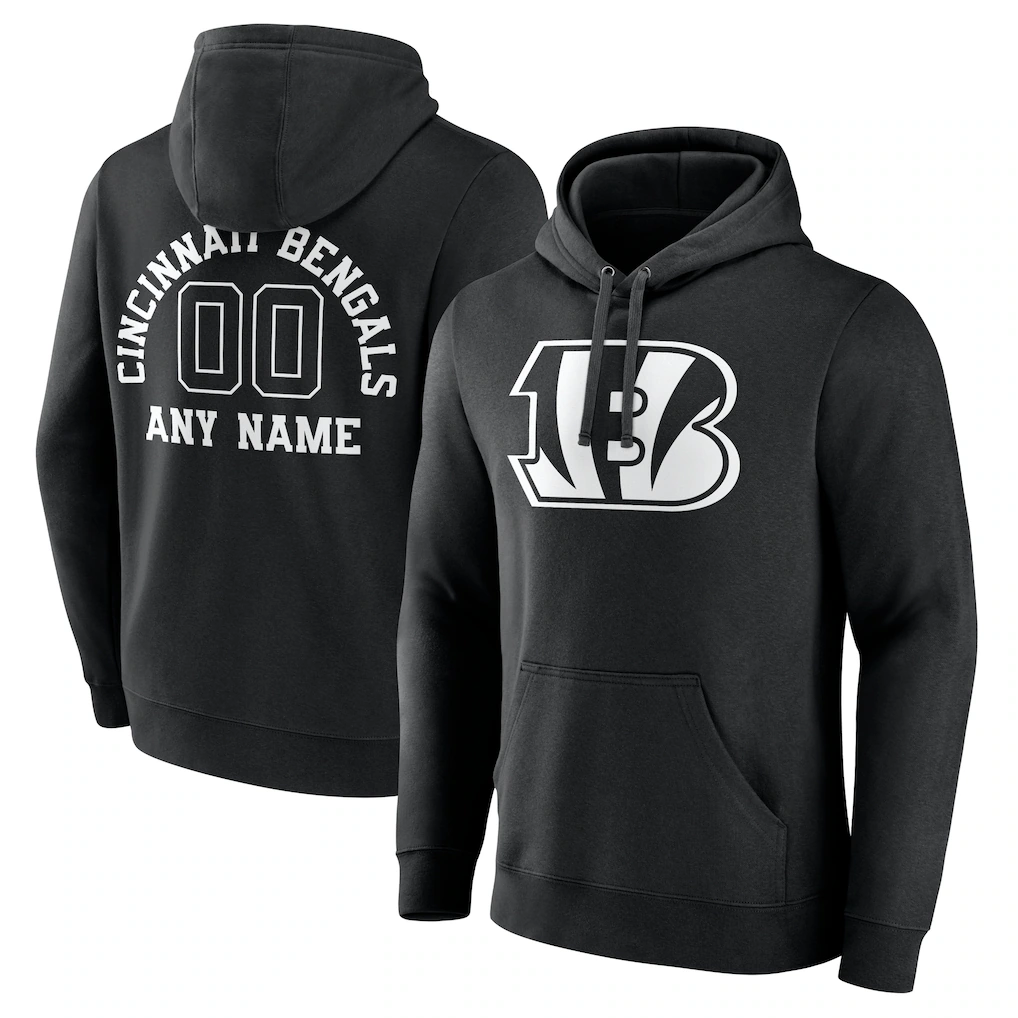 harde Custom C.Bengals Black Personalized Name & Number Pullover Hoodie Stitched Jerseys