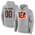 harde Custom C.Bengals Gray Team Authentic Personalized Name & Number Hoodie Stitched Jerseys
