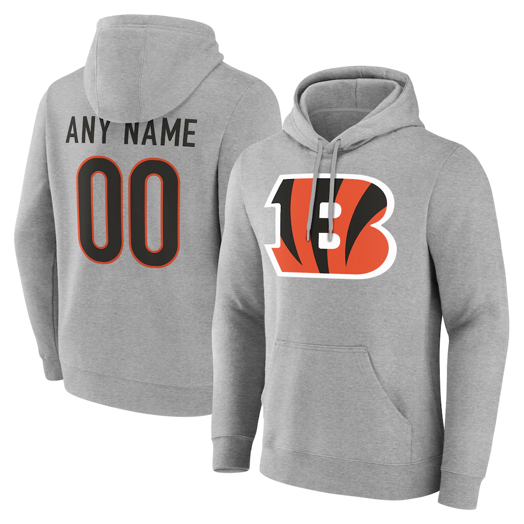harde Custom C.Bengals Gray Team Authentic Personalized Name & Number Hoodie Stitched Jerseys
