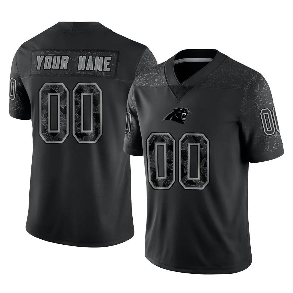 harde Custom C.Panthers Black Limited Reflective Game Any Name & Numbers Stitched Jerseys