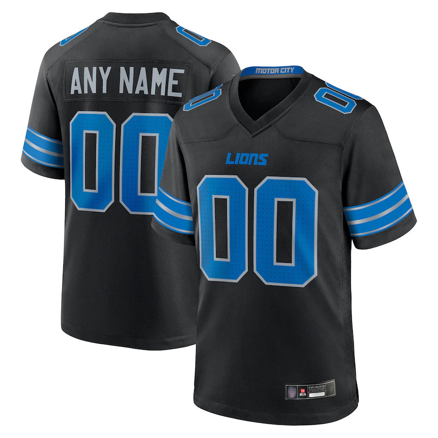 harde Custom D.Lions Black Home Game Stitched Jerseys
