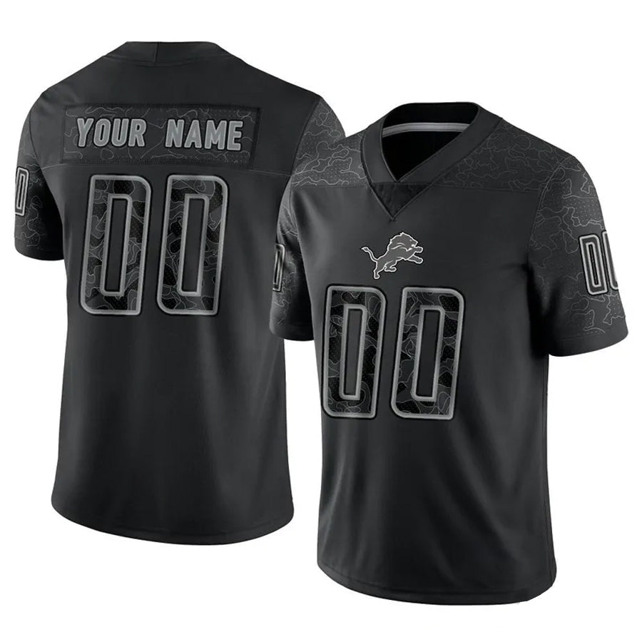 harde Custom D.Lions Black RFLCTV Limited Stitched Jerseys