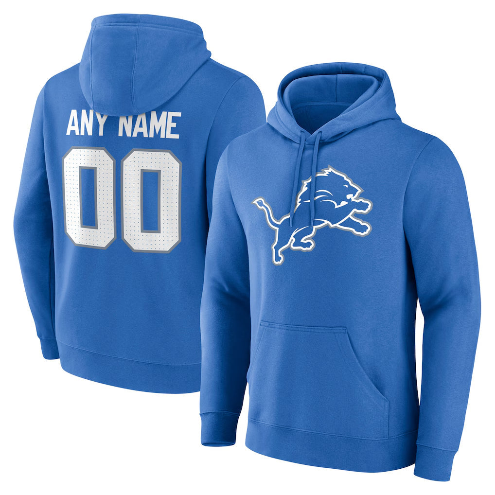 harde Custom D.Lions Blue Pullover Hoodies Limited Any Name & Numbers Stitched Jerseys